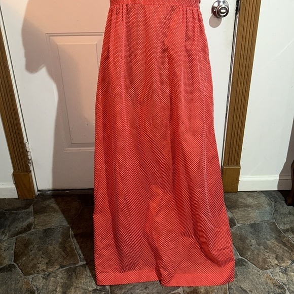 Vintage 60s, 70s Red and White Dotted Ruffle Dress Prairie Style Size Med? - Picture 3 of 6